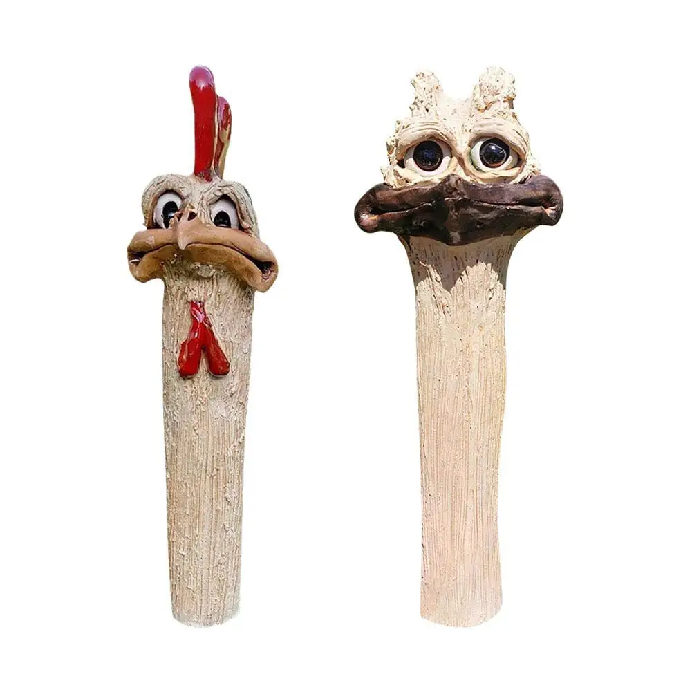 

Funny Farm Chicken Statue Outdoor Garden Decor Resin Long Neck Chicken Figurine Sculpture For Patio Backyard Fence Home Decor