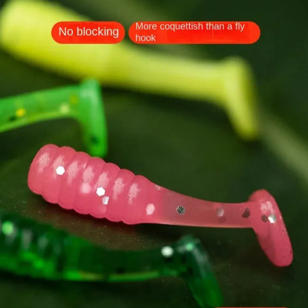 100pcs/2Box Outdoor Silicone Fishing Soft Lures 1.5cm T Tail Artificial Lures Mix Colors Minnow Lures Winter Fishing