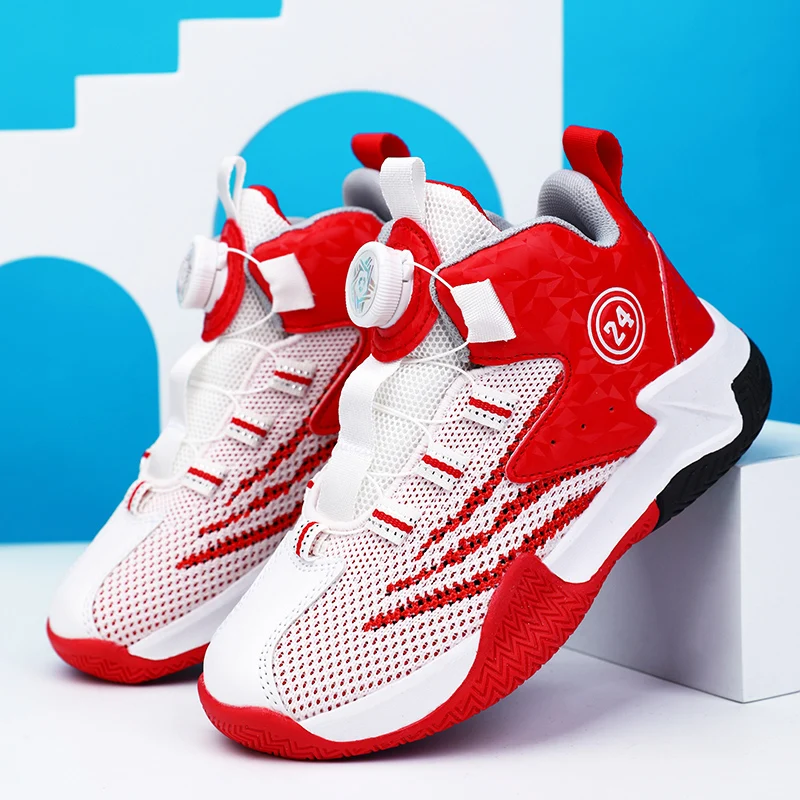 

New Cool Kids Basketball Training Shoe Breathable Children Sneaker Boy Designer Sport Shoes For Girls Quick Lacing Designer Shoe