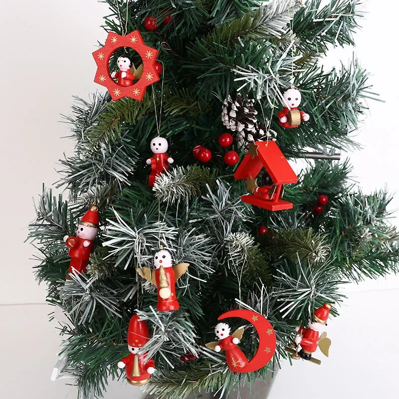 New Creative Christmas Tree Decoration Wooden Small Pendant Small Ornaments Boxed Window Props Ornaments Christmas Decorations