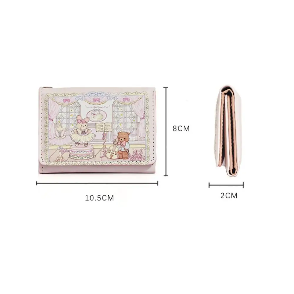 Cute Bear and Rabbit Short Wallet Multi Slot Portable Coin Purse PU Card Holders Woman