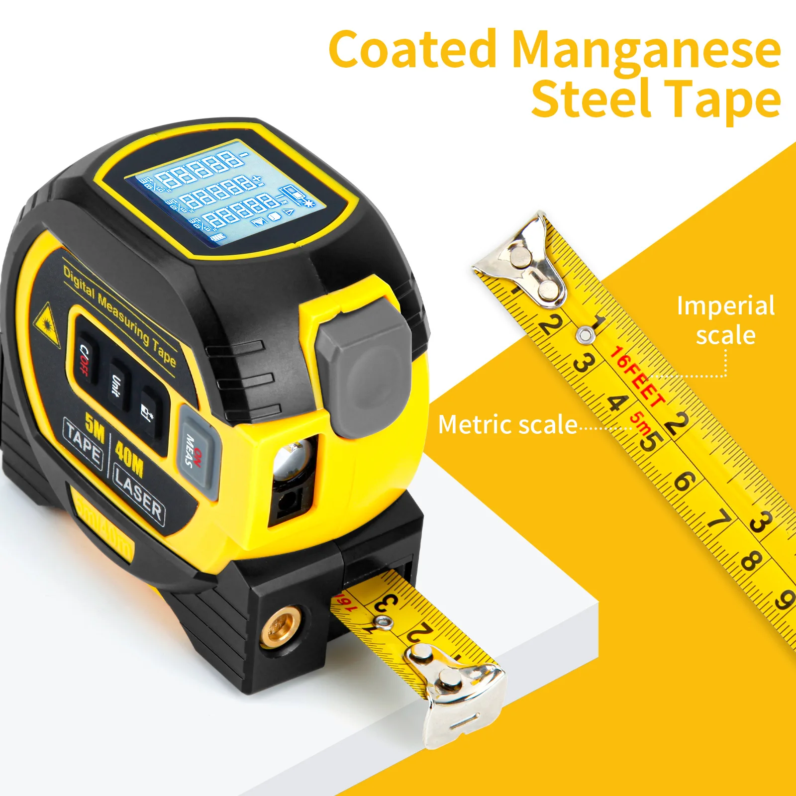 Versatile Laser Rangefinder and Electronic Ruler with LCD Backlight Display for Construction & DIY Projects