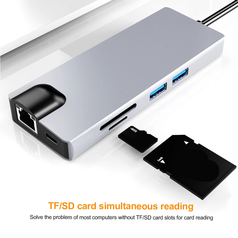 Type C HUB USB 3.0 USB C to HDMI 4K 30HZ Docking Station RJ45 100/1000Mbps Ethernet Adapter VGA Extender PD 87W For Laptop PC