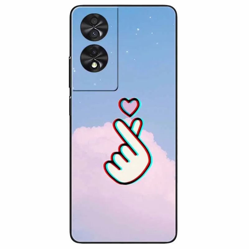 Floral Silicone Soft TPU Phone Cover with Black Bumper