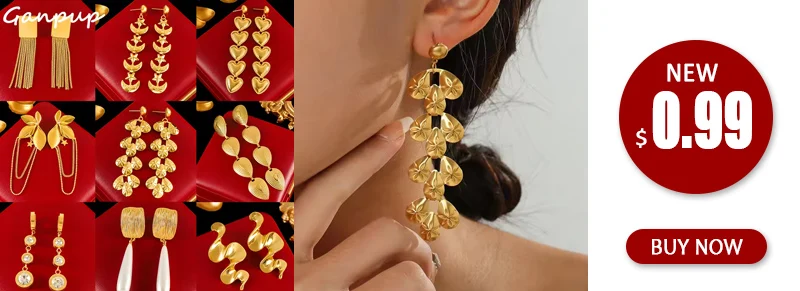 GANPUP Creolen aus 316L-Edelstahl für Damen, klobige Metallstruktur, verhindert Allergien, wasserdicht, Temperament, Schmuck, Geschenk – Detail 3