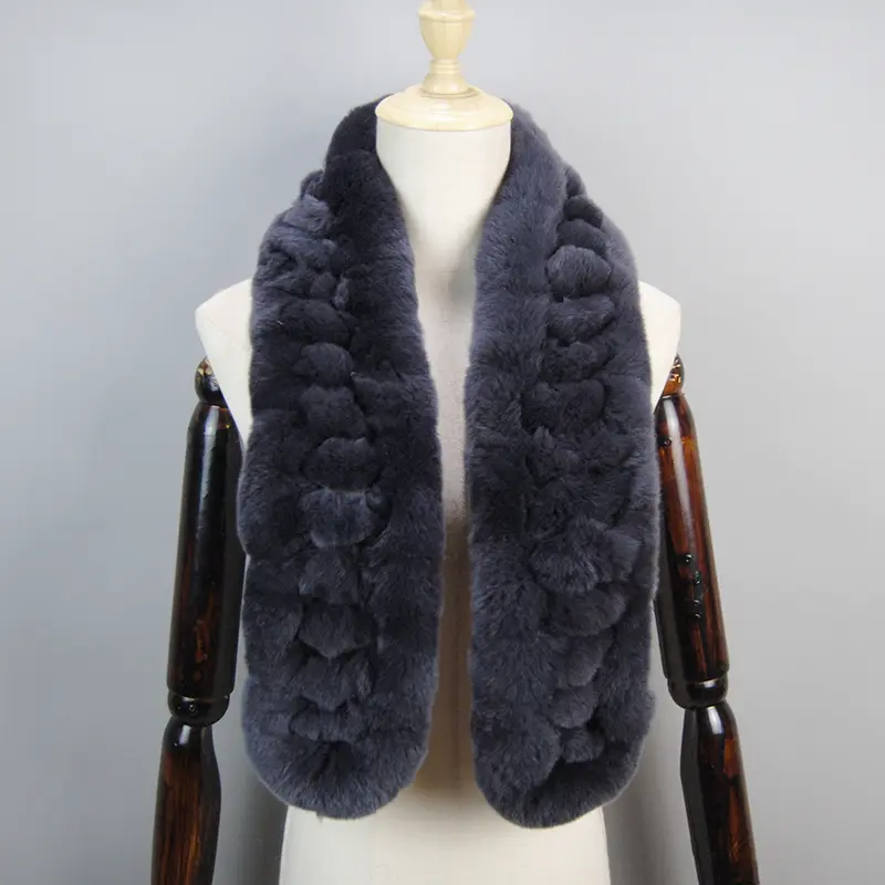 2026 New Arrivals Women Real Rex Rabbit Fur Scarf Lady Fashion Knitted Warm Soft Winter 100% Natural Real Rex Rabbit Fur Muffler - Image 11