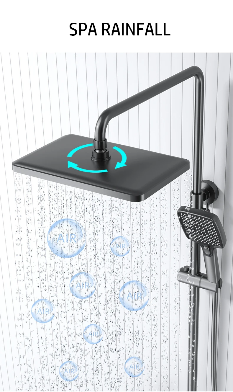 Description Picture 5 of itemHot Cold Mixer Shower Set Bathroom LED Digital Thermostatic Shower System Bathtub Wall Mount SPA Rain Fall Modern Luxury Faucets
