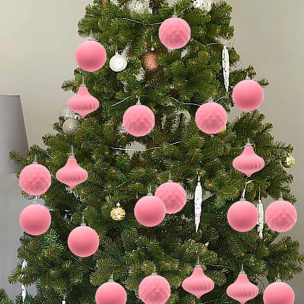 Description Picture 2 of item25Pcs Velvet Christmas Ball Ornaments Flocked Christmas Balls Decorative Christmas tree Baubles for Holiday Wedding Home Party