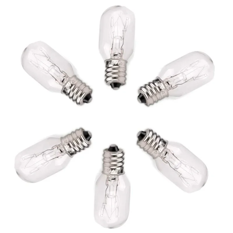 Incandescent Bulb 6PACK 120V/220V 15W/20W/25W E12/E14/B15D T20 T6.5 Small Edison Incandescent Bulb for Himalayan Salt Rock Basket Lamp Night Light
