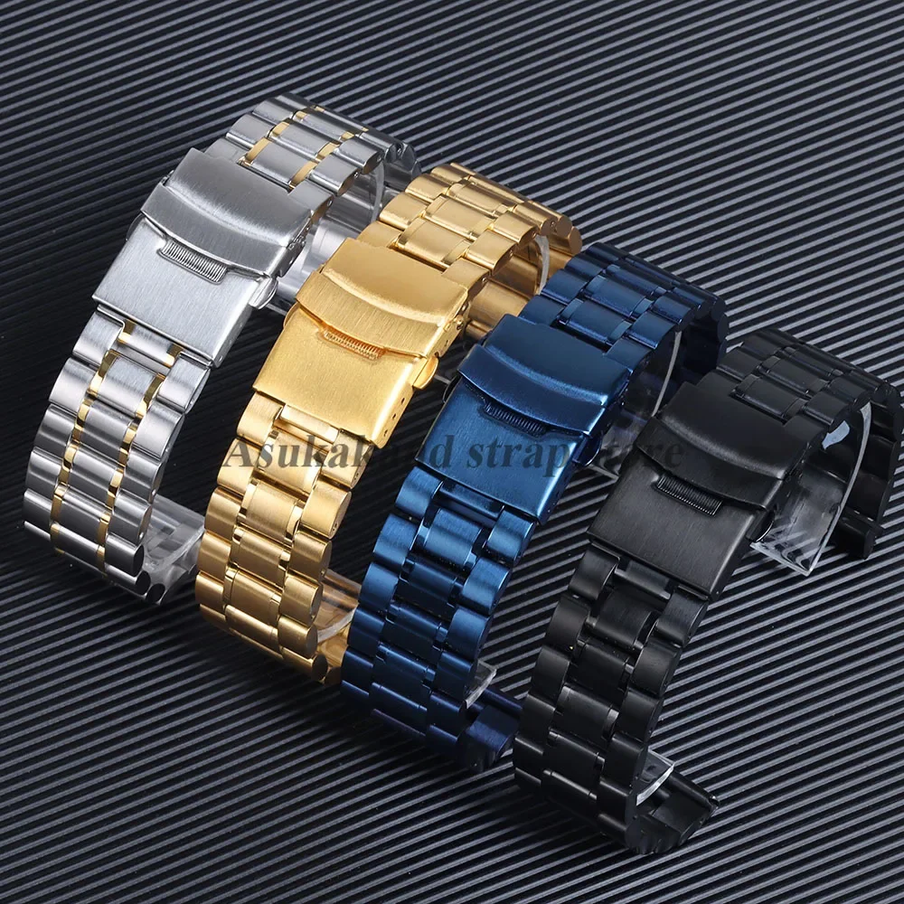 Stainless Steel Watch Strap with Folding Buckle – Universal Replacement Band