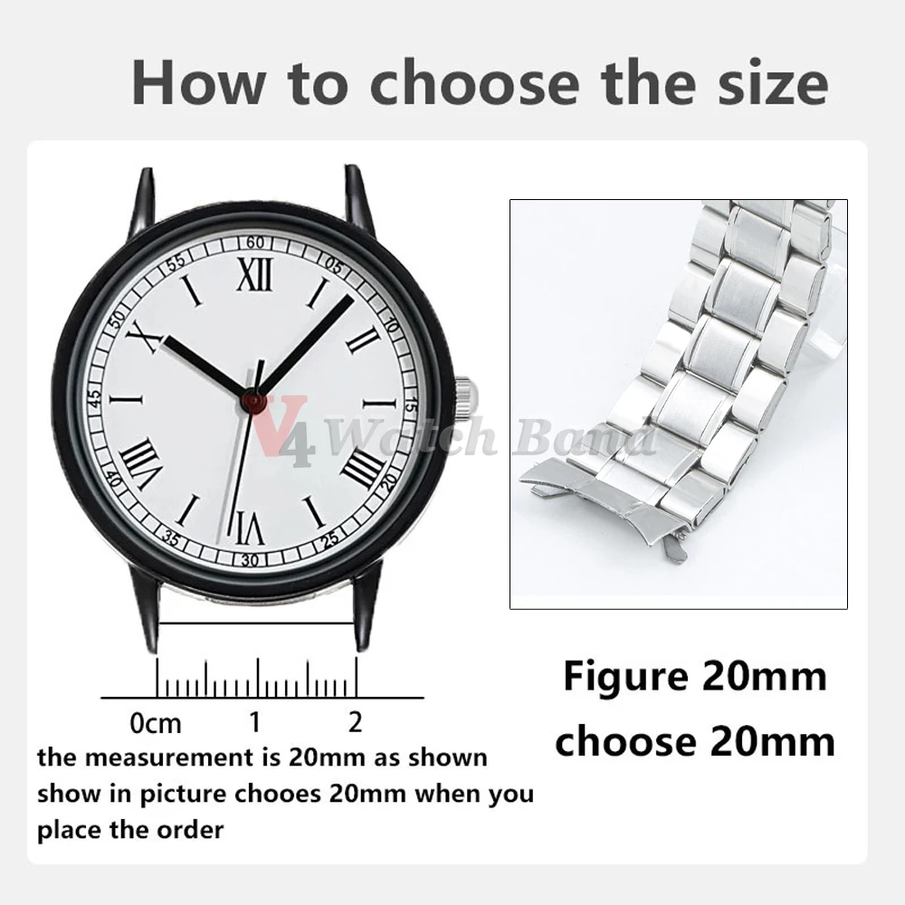 Premium Stainless Steel Curved End Watch Strap with Folding Buckle - Sleek Wristband Accessory