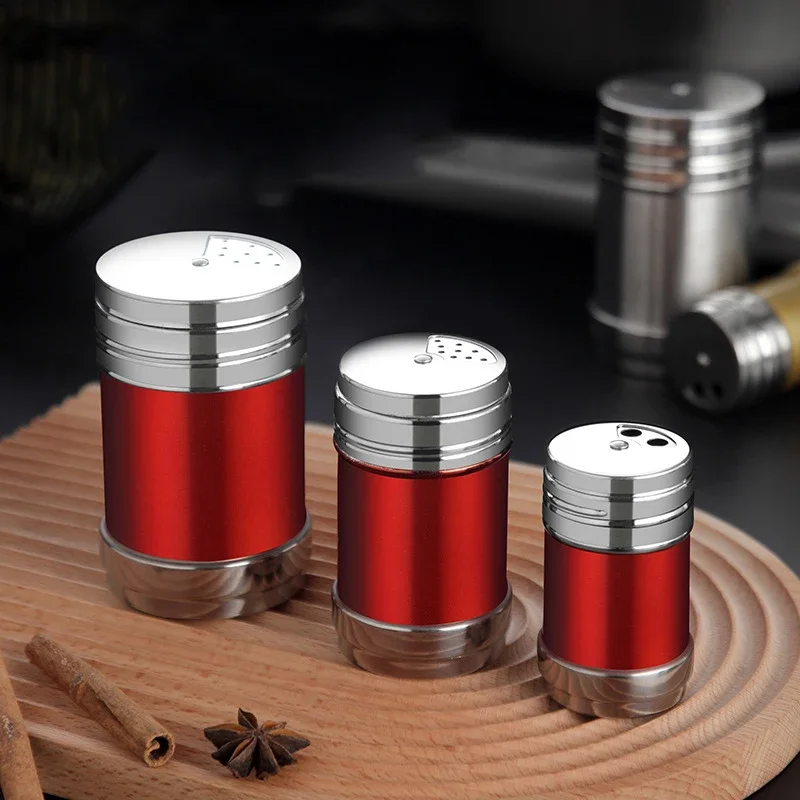Stainless Steel Spice Jar Rotating Cover Barbecue Salt Sugar Bottle Shaker Pepper Seasoning Can Home Kitchen Seasoning Tools seasoning jar salt shaker spices bottle salt pepper shakers