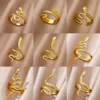 Bagues serpent en acier inoxydable plaqué or 316L pour femmes et hommes, anneau ouvert et réglable, bijoux esthétiques gothiques Vintage