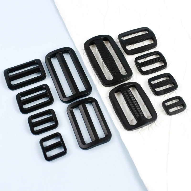 10-50Pcs 20-50mm 검정색 플라스틱 버클 트라이 글라이드 슬라이더 배낭 스트랩에 대한 버클 조정 웨빙 벨트 걸쇠 바느질 용품