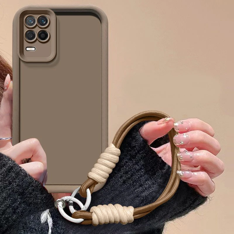 Shockproof Matte Back Cover with Wrist Strap and Lanyard