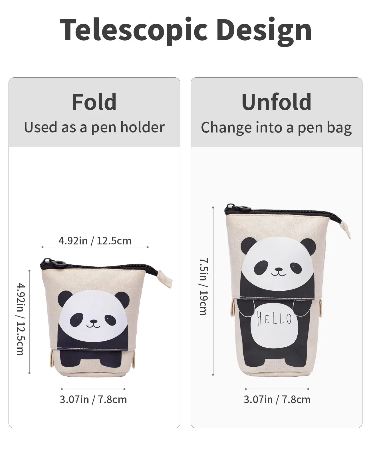 Pencil Case Standing Telescopic Pencil Holder Kawaii Stand Up Spacious Pouch Portable Bag for School