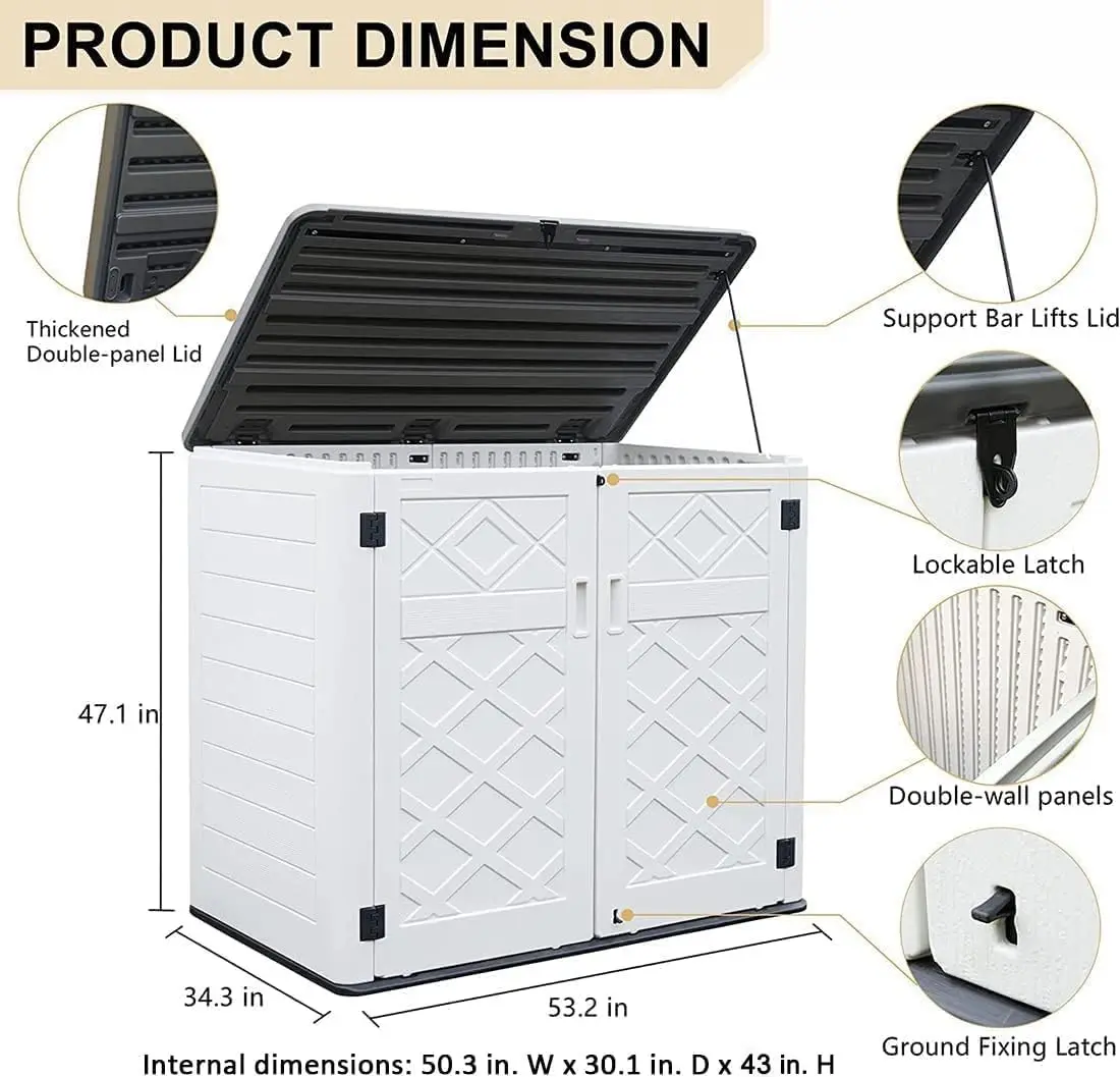 Larger Outdoor Storage Shed Weather Resistance, Horizontal Storage Box Waterproof for Garden, Backyards, 48 Cu.ft Capacity 3