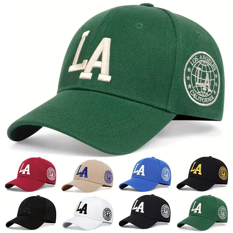Unisex LA Style Embroidery Baseball Cap Spring Autumn Outdoor Adjustable Casual Sunscreen Hat Lightweight Breathable UVBlocking