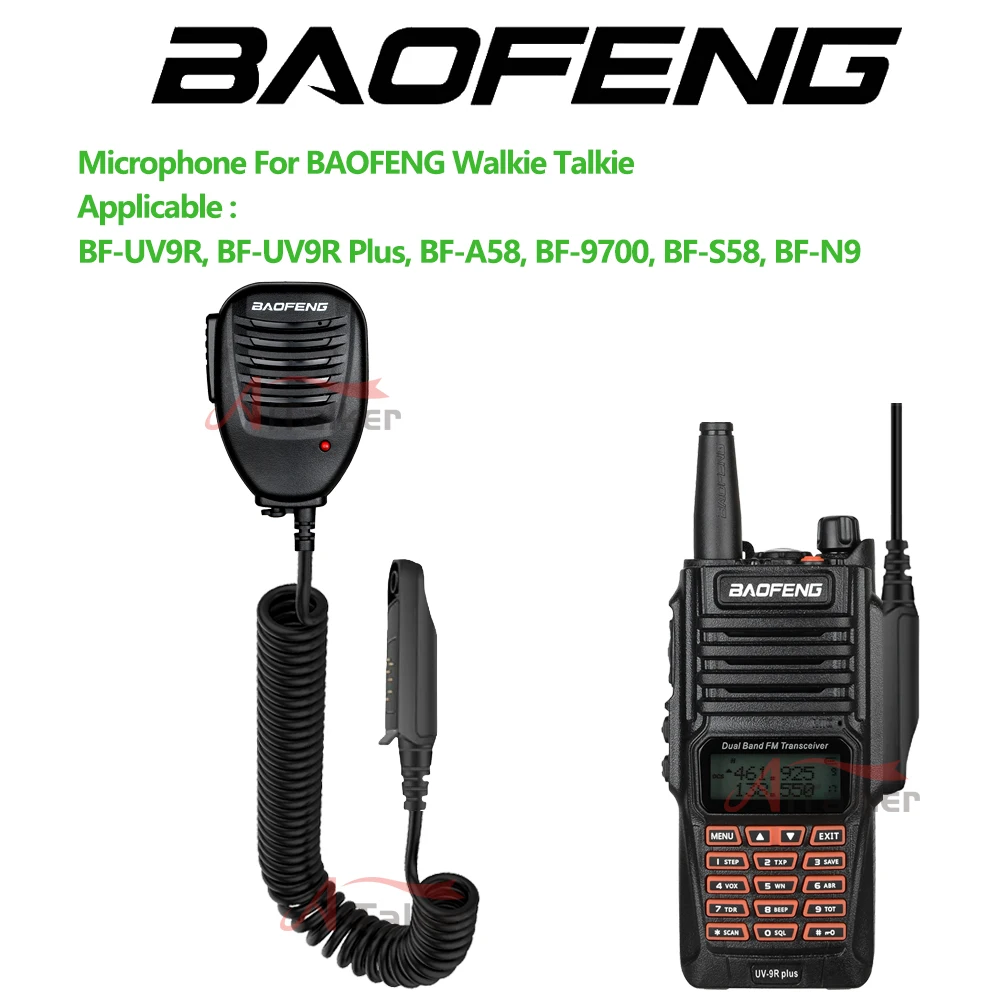 Baofeng Uv 9R Plus Walkie Talkie Altoparlante Microfono 2 Vie Radio Impermeabile Ptt Altoparlante Mic Per Uv9R Plus Pro Bf A58 Bf 9700