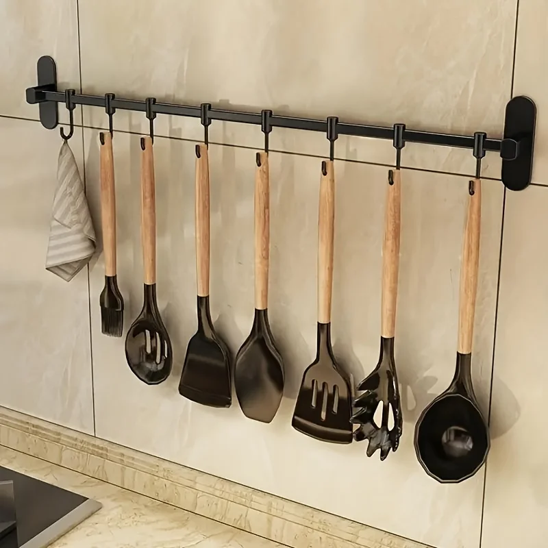 Kitchen Equipment Storage Rack Wall-Mounted Hook Rack Multi-Way Storage Kitchen Items