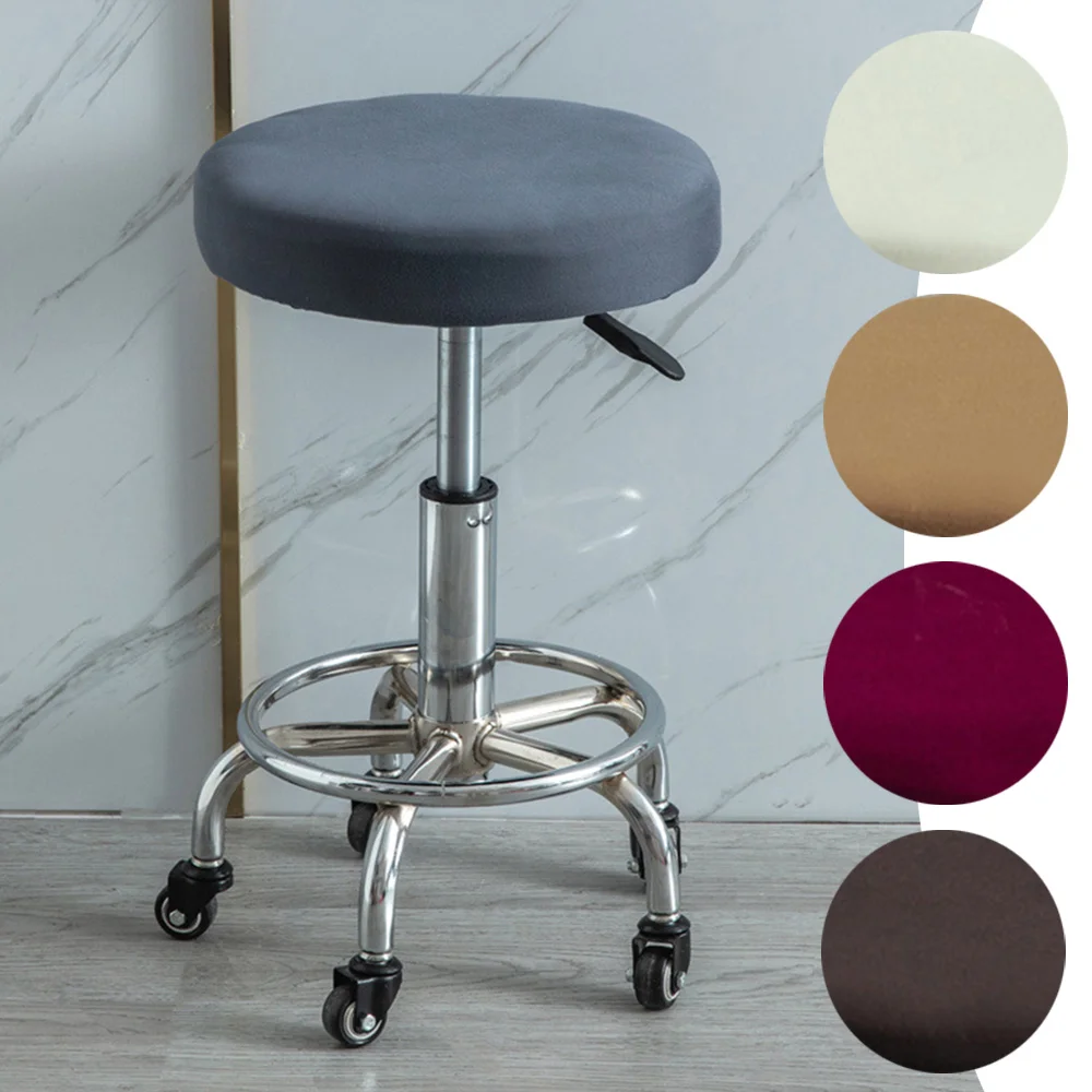 

Round Chair Cover Spandex Bar Stool Cover Elastic Seat Covers Home Chair Simple Stretch Chair Slipcover Solid Colors Stool Cover