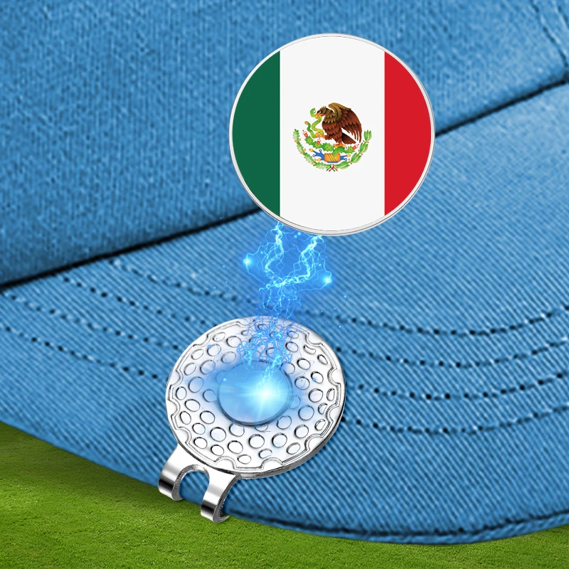 Golf ball mark Golf hat clip Golf Ball Magnetic Hat Clip Mexican Flag Color Metal Baseball Cap Clips Golf Supplies Ball Marker Clip Gifts for Husband Son