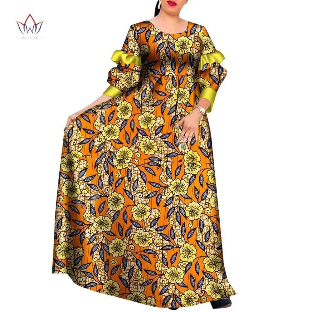 Long African Dresses For Women Party Female Boho Cotton Flare Sleeve Dress Ruffles Large Sizes Ladies Clothing 8xl WY8222
