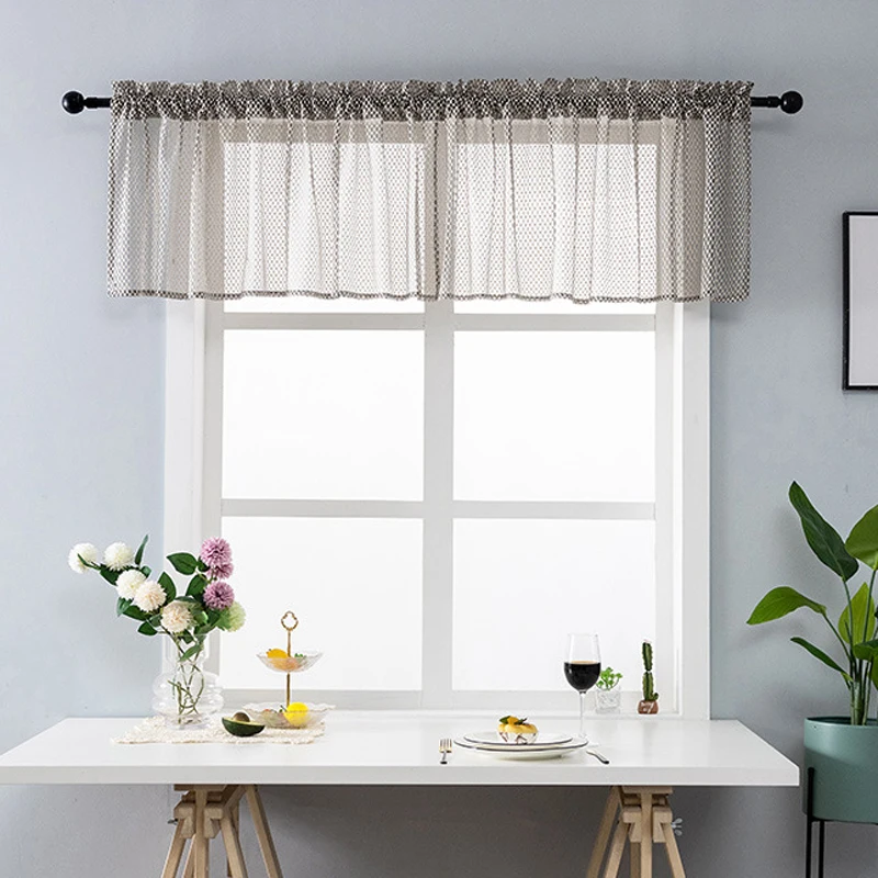 

Lace Sheer Short Curtain Tiers Window Treatment Farmhouse Semi Sheer Rod Pocket for Kitchen Bathroom Cafe Christmas Decor 1Panel
