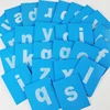 Baby Toy Wooden Montessori Lower and Capital Case Sandpaper Letters Blue Color Wood Double Print for Early Childhood Preschool 6