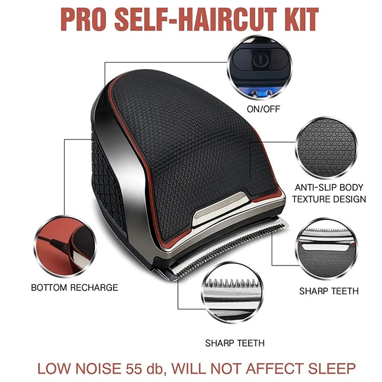 Shortcut Pro Hair Cutting Self Haircut Kit Balding Hair Clippers Beard Trimmer Cordless Electric Men Clippers