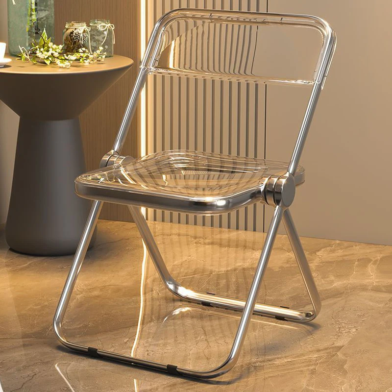 250kg Dining Chair Modern Simple Household Business Chair Transparent Chair Acrylic Folding Chair Foldable Chair Backrest Stool