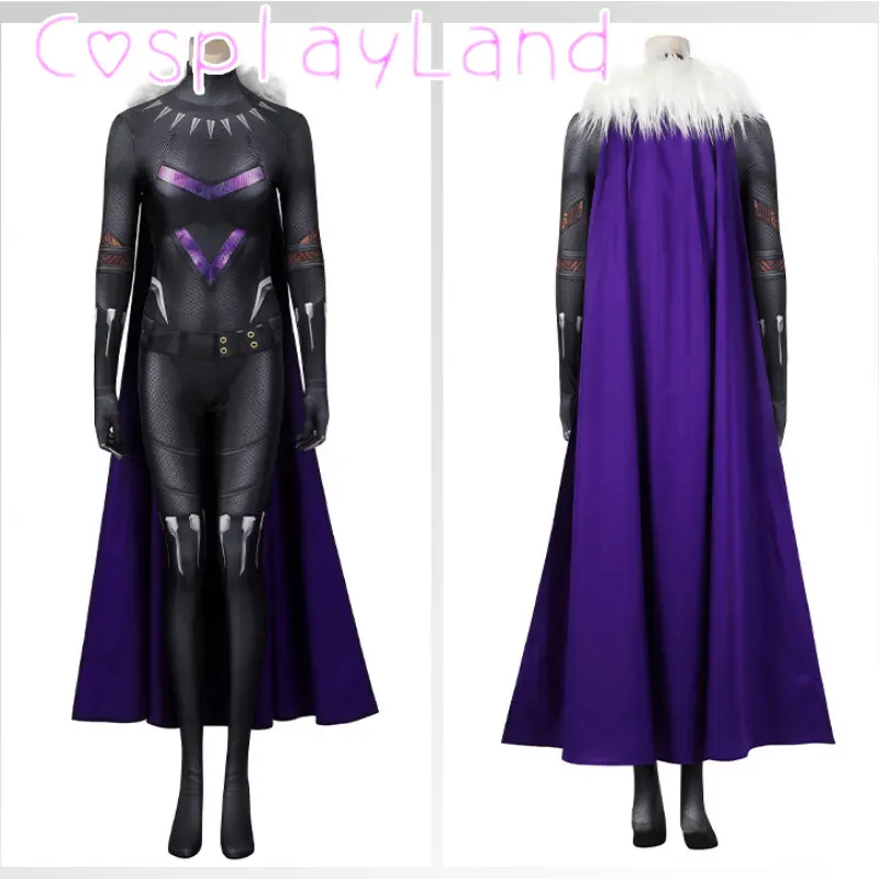 

Panther Costume Adult Black Jumpsuit Set Cosplay Movie Wakanda Forever Shuri Bodysuit Woman Halloween 3D Print Jumpsuit Cloak