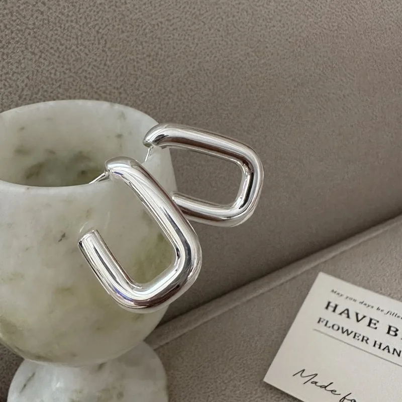 BF CLUB 925 Sterling Silver Earrings For Women Trendy Simple Retro Rectangle Earring Jewelry Prevent Allergy Party Accessories - Image 6