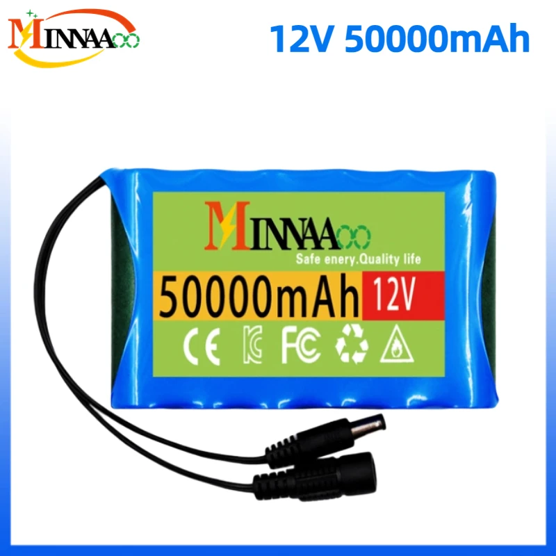 

18650 3S2P 12V 50000mah Original Lithium Ion Battery DC 12.6V 50Ah Rechargeable CCTV, Camera Monitor Replacement Battery+Charger