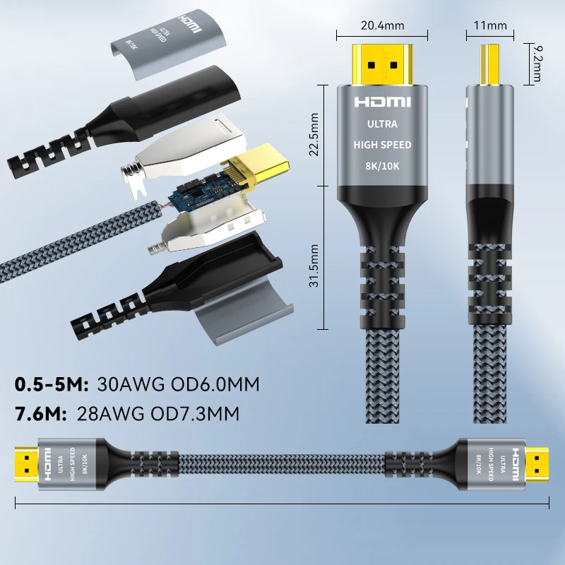 Premium High-Speed 8K HDMI Cable 2-Pack - 48Gbps with eARC and HDR Support
