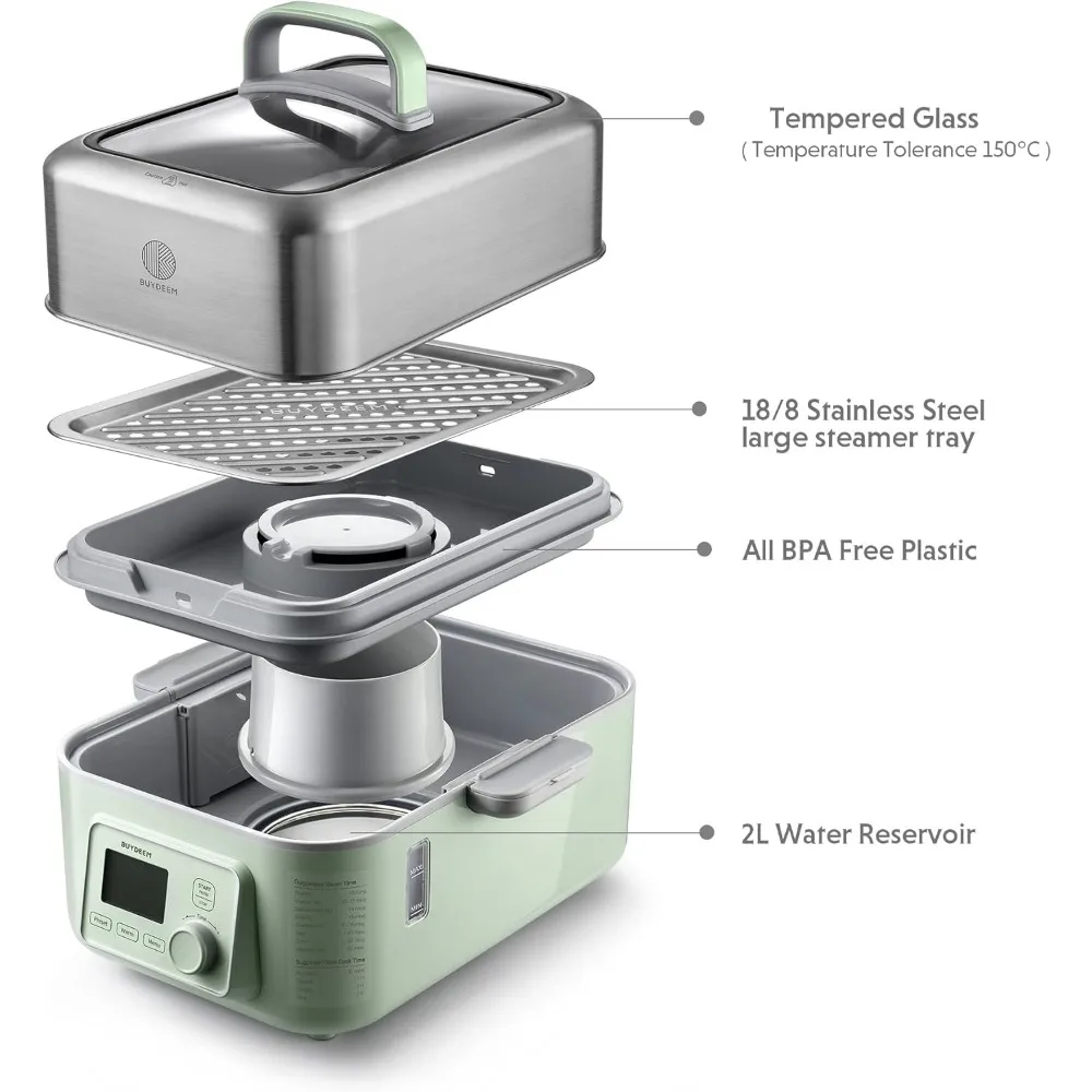 5-Quart Electric Food Steamer for Cooking, One Touch Vegetable Steamer, Digital Multifunctional Steamer