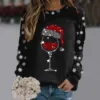 Merry Christmas Glass Snowflake Print Hoodies Round Neck Casual Loose Fit Pullover Tops Women Long Sleeve Autumn Sweatshirt 1