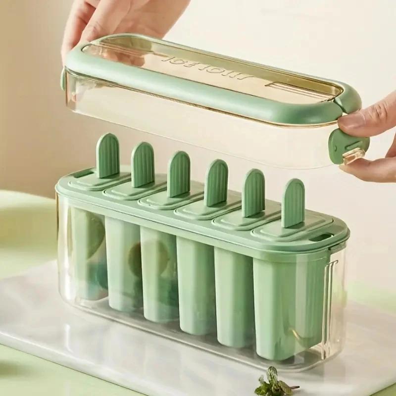Ice Pop Maker Popsicle Mold (6 Molds )-Easy Homemade Popsicle Maker With Portable Container, Fill It.-Easy Remove Mold for ice mold,ice cream molds 1 Set