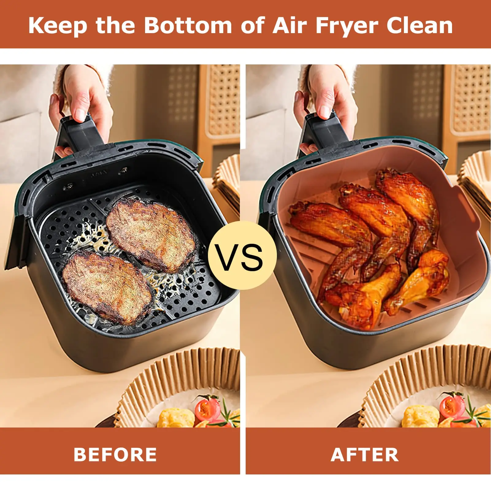 2023 New Air Fryer Oven Baking Tray Silicone Tray Fried Chicken Pizza Mat  Oilless Silicone Pan Air Fryer Accessories - AliExpress