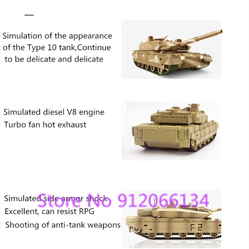 New Update 40CM Large Size Type 10 Main Battle 2.4G RC Tank 40Mins 330 Degree Turret Rotation Independent Suspension Shock Tank 6