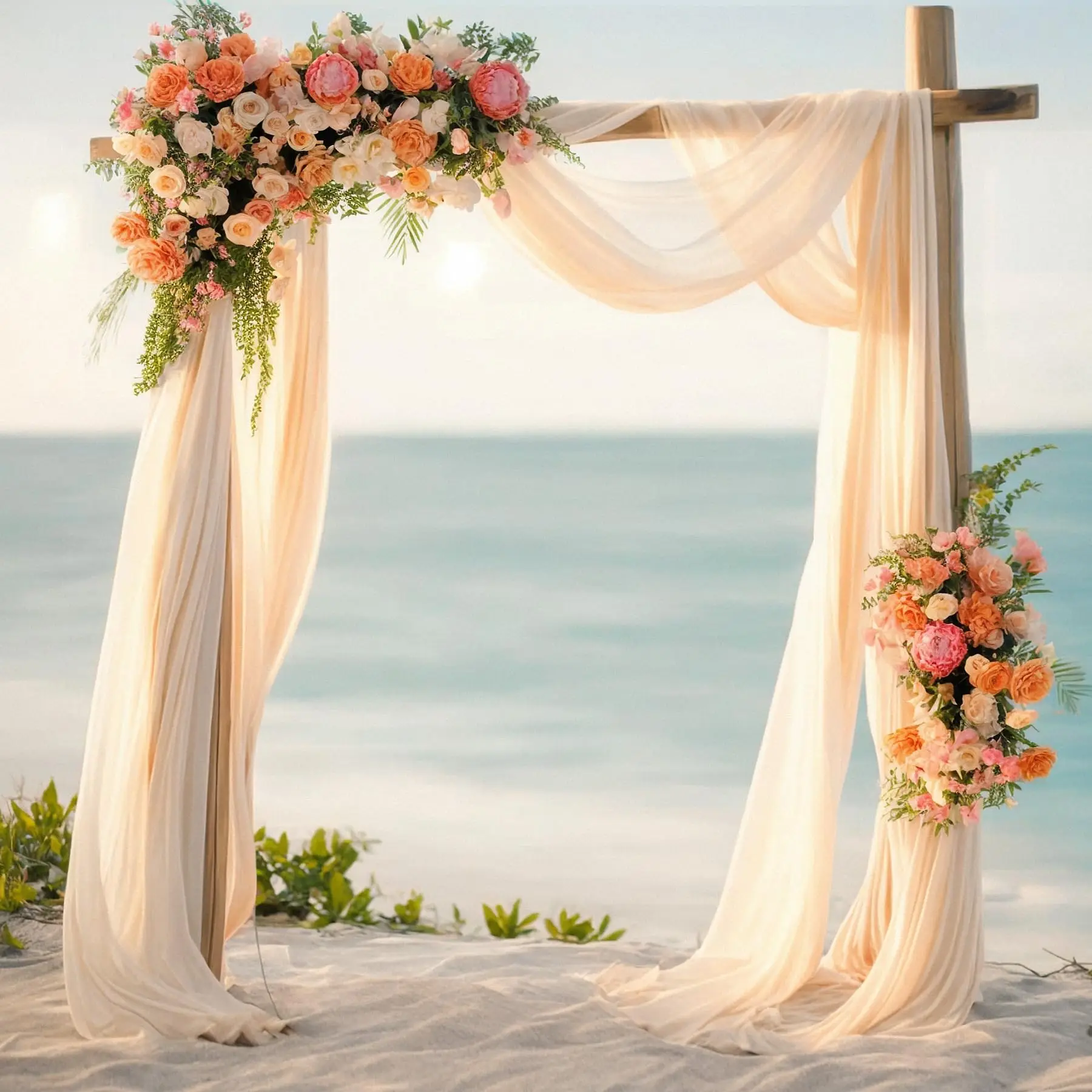 Chiffon fabric curtains 6/10M for wedding arch ceremony reception decorations party stage bridal shower