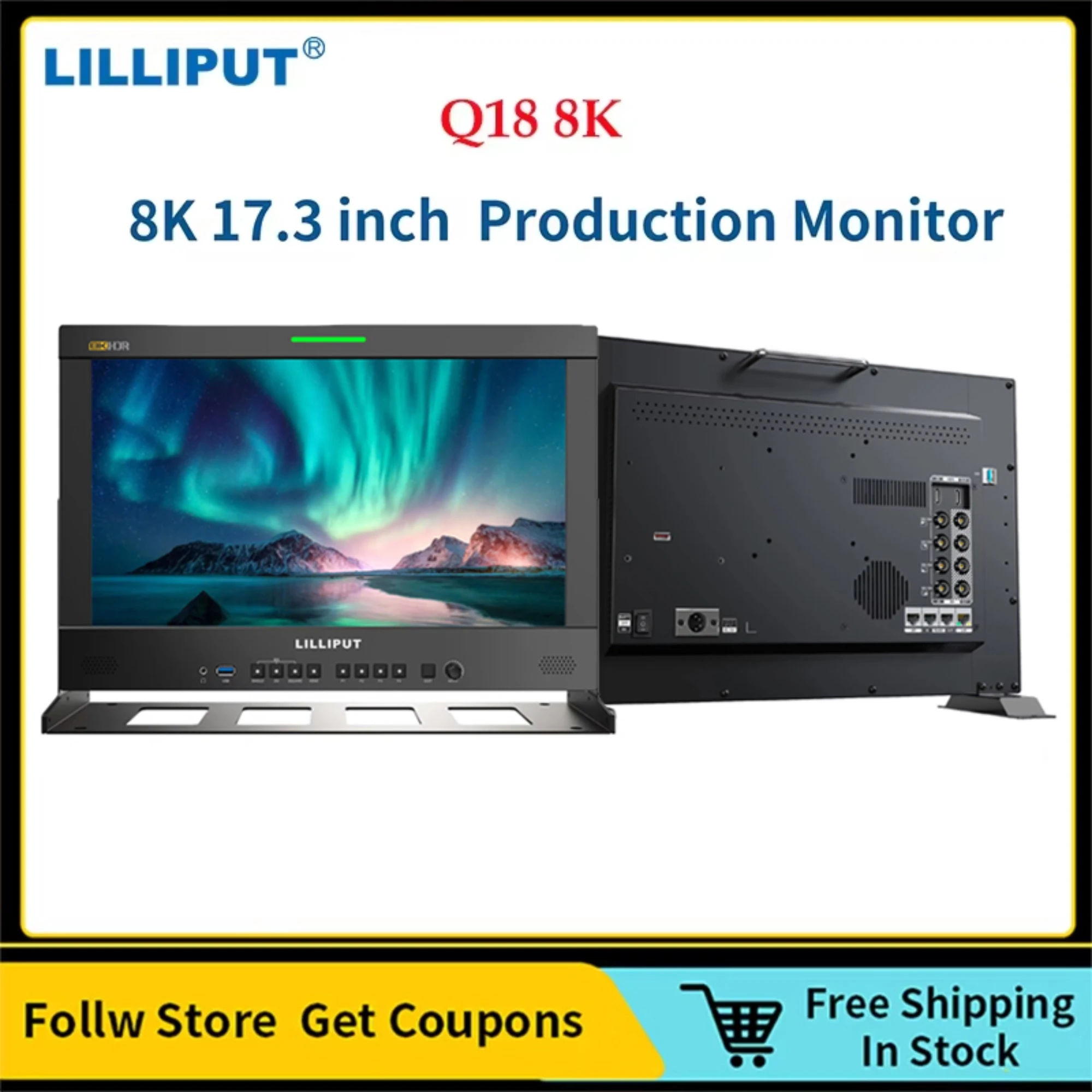 LILLIPUT Q18 8K 12G-SDI Signal 17.3 Inch 3840x2160 Production Monitor Suppot Accurate Color Calibration Monitor