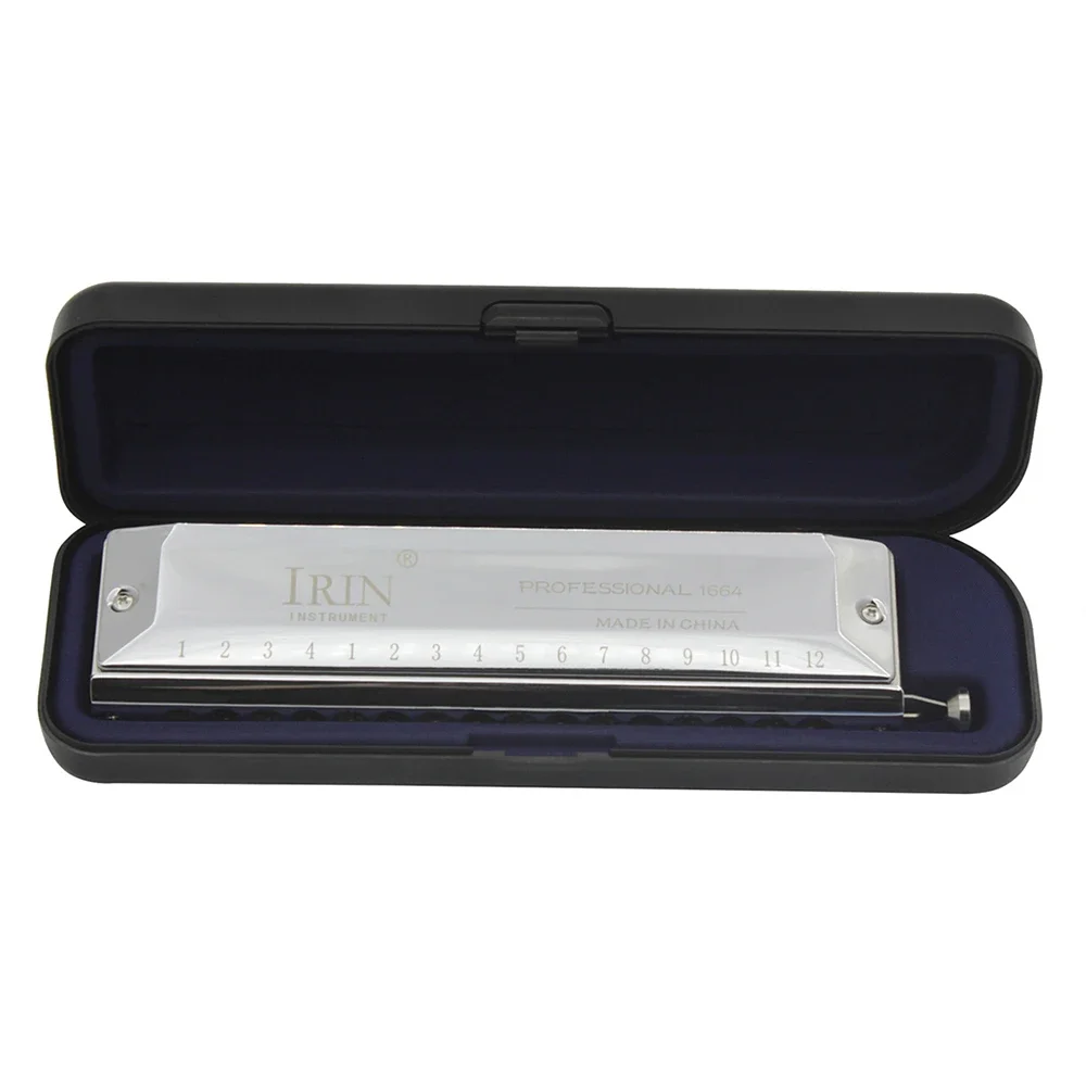 IRIN 16 Holes 64 Tones Harmonica Chromatic Scale Woodwind Instrument Tones Semitones Switching Mouth Organ Music Gift With Case