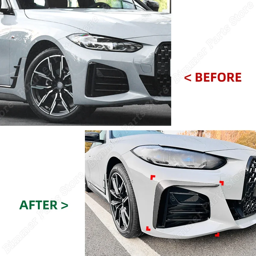 자동차 앞 범퍼 사이드 스플리터 스포일러, BMW 4 시리즈 G24 G26 430i i4 M50 4 문짝 그란 쿠페 2021-2023 튜닝 바디 키트