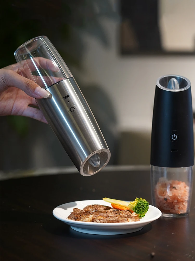 Description Picture 4 of itemGravity Induction Pepper Mill Electric Grinder Automatic Gravity Sensing Salt Shaker Spice Grinder Kitchen Seasoning Bottle