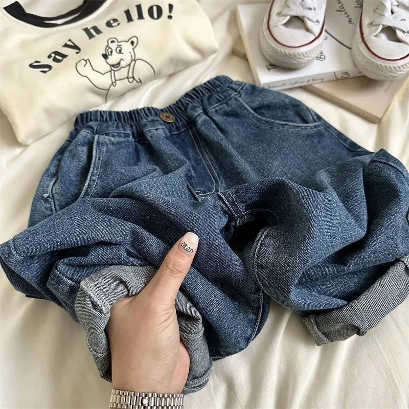 2026 Frühling Sommer Kinderkleidung Mädchen Jeans Baumwolle Locker Sitzende Baby Jungen Haremshosen 1-7 Jahre Kleinkinder Lässige Denim-Hosen – Detail 18