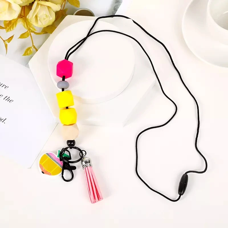 

Acrylic Apple Charm Tearchers Gifts 2023 Lanyard Silicone Pencil Colors Keychain Breakaway Necklace charm pendant gift