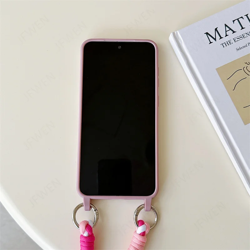 Étui de téléphone à bandoulière avec lanière pour Samsung Galaxy S25 S24 S22 S23 S20 S21 FE Plus Note 20 Ultra Silicone Soft TPU Back Cover_voghion.com