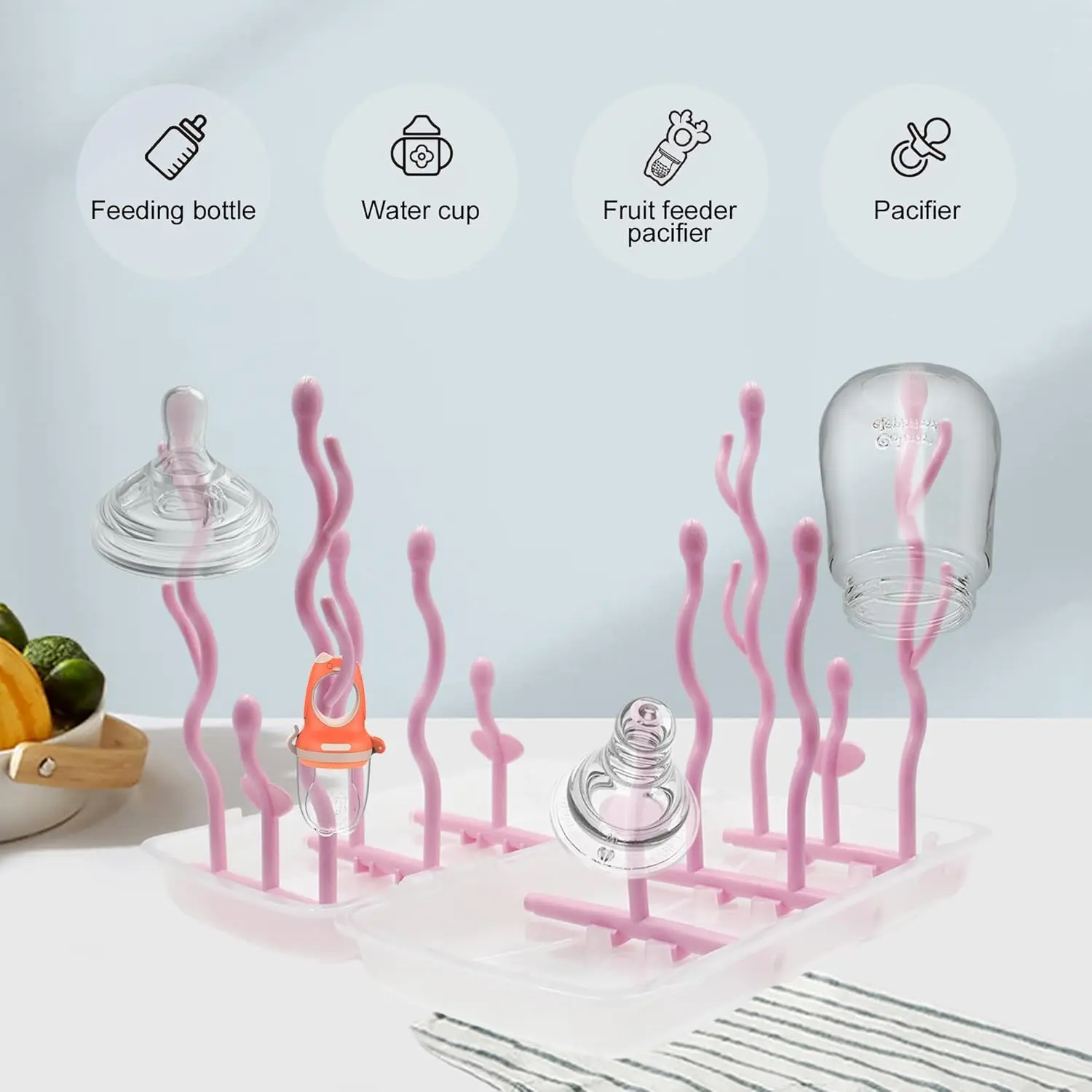 Drying Rack Tree Storage Nipple Shelf Baby Pacifier Feeding Cup Holder Baby Bottle Cleaning Dryer Drainer Double Sided Portable