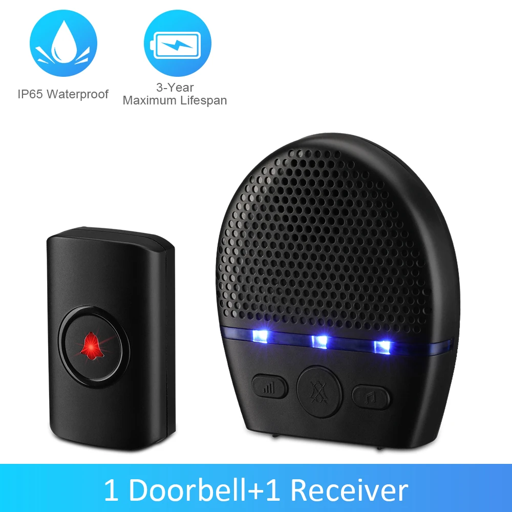 WSDCAM Wireless Doorbell Waterproof 300M Remote LED Flash Security Alarm Outdoor House Welcome Bell Smart Home Door Bell Chime 